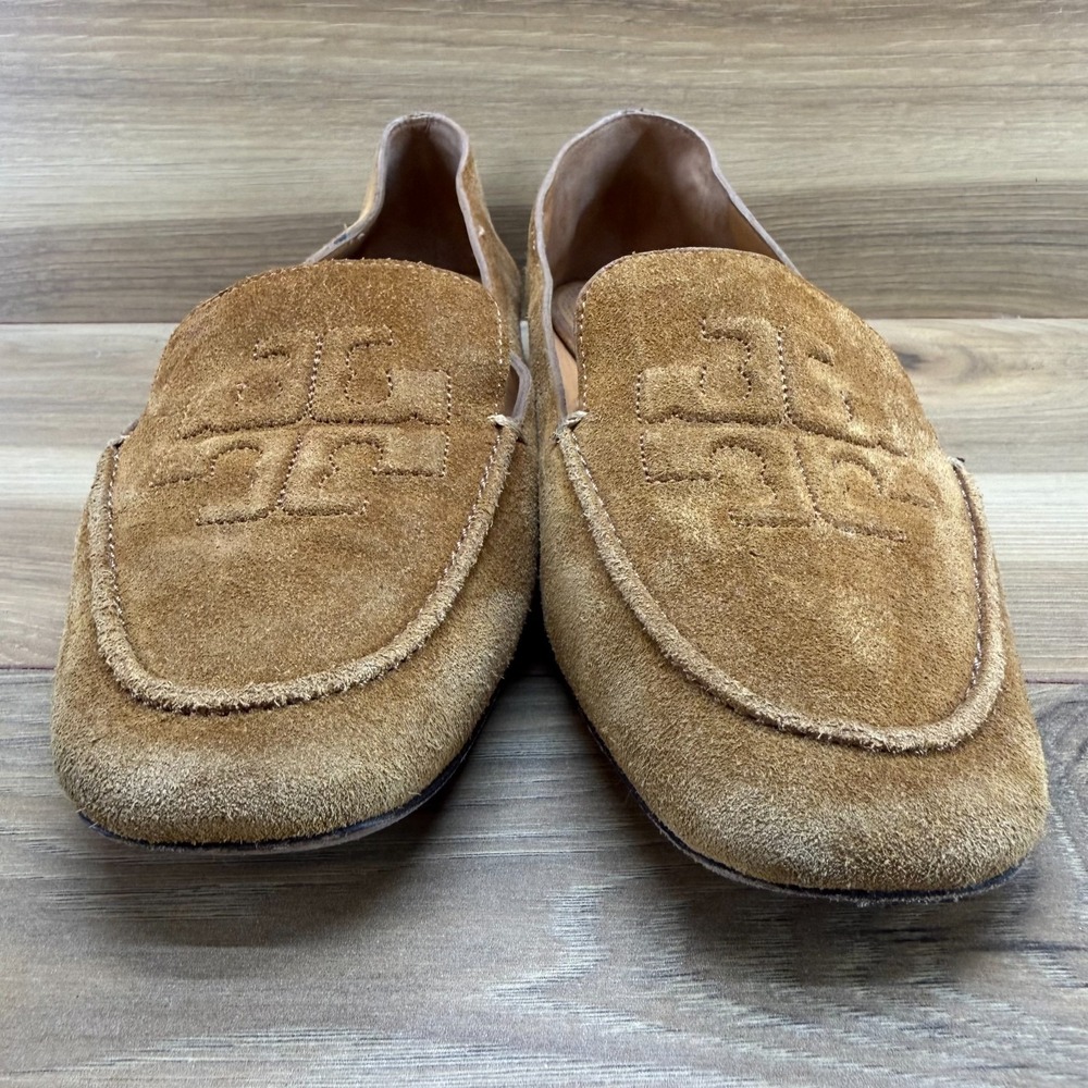 Tory Burch Ruby Square Toe Flats Womens 7 N Ambra Beige Suede - Picture 4 of 11